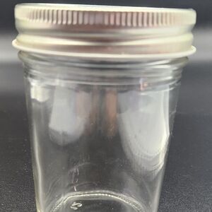 8oz Clear Glass Mason Jars w/Screw On Metal Lids Set Of 3